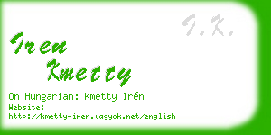 iren kmetty business card