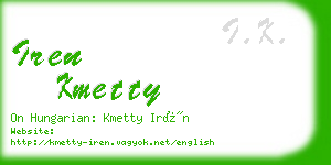 iren kmetty business card